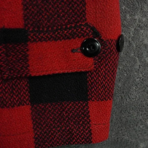 VTG 50s BIG MIKE Buffalo Plaid Wool Jacket 46‎ Red Black Talon Zip Union Made US